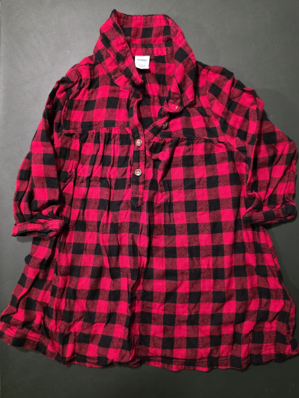 Old Navy Red and Black Buffalo Plaid Girls Pajama Top